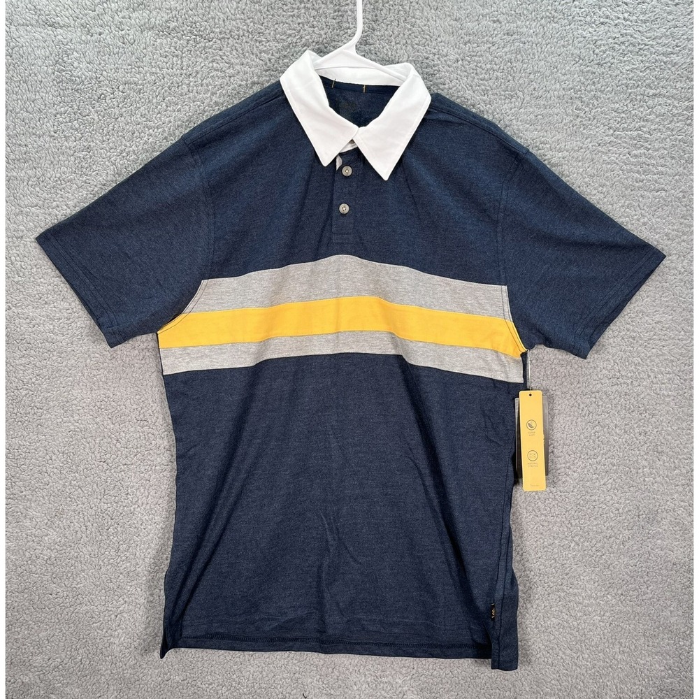 Lee Shirt Adult Large Blue Gray Striped‎ Polo Stretch Preppy Careerwear NEW